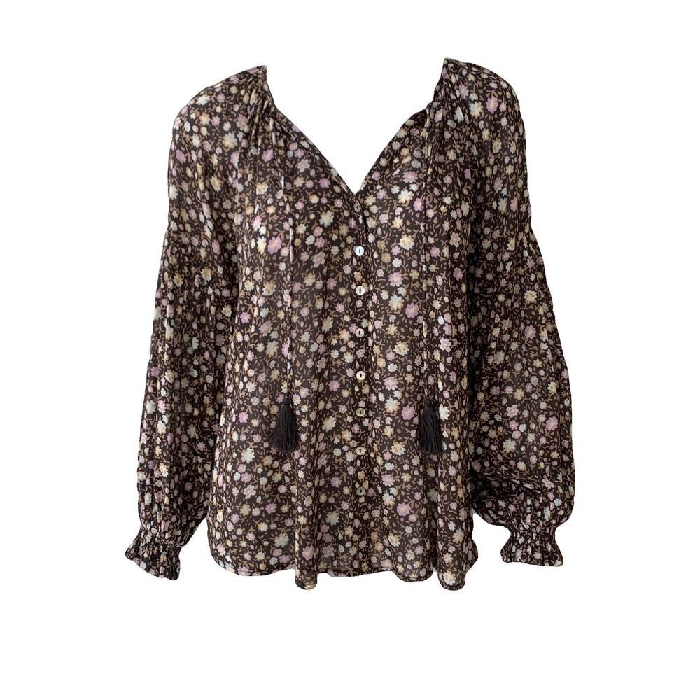 SPELL & the Gypsy Whimsygoth Floral Boho Viscose Peasant Blouse Tassel balloon